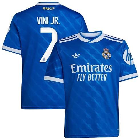 Vinicius Junior Real Madrid adidas Youth 2025/26 Third Replica Player Jersey - Blue