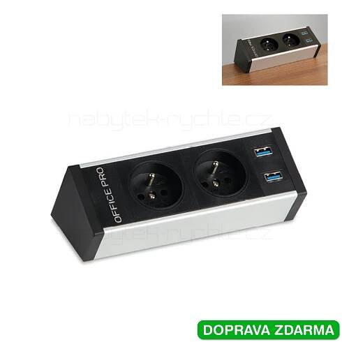 Vault PECZ B 001 Zásuvkový panel na hranu stolu pevný černý