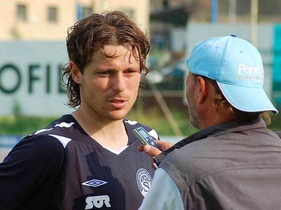Fotbalista Tomáš Abrahám při rozhovoru po příchodu do Slovácka.