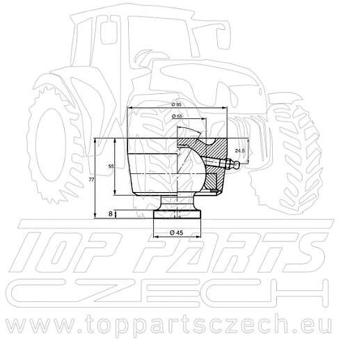 Koule vyklápění korby - hydraulický válec - Top Parts Czech
