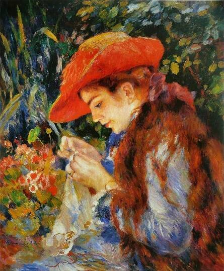 P.-A. Renoir, Marie Durand při šití (1882)