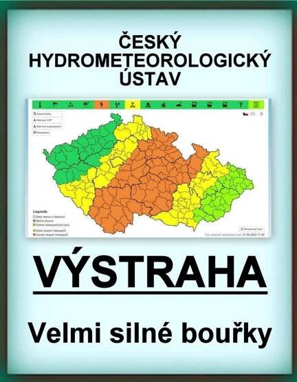 ČESKÝ HYDROMETEOROLOGICKÝ ÚSTAV: Výstraha – sobota 27. června + AKTUALIZACEZa krásnější Vimperk