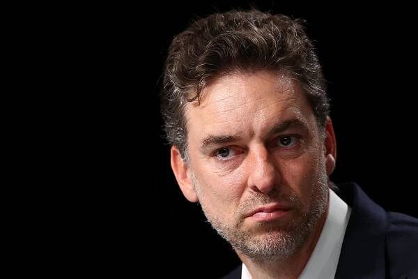 HOUSTON, TEXAS - APRIL 01: Inductee Pau Gasol looks on during the 2023 Naismith Hall of Fame Press Conference at NRG Stadium on April 01, 2023 in Houston, Texas.