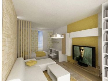 Návrh interiéru obývacího pokoje v panelovém domě Karlovy Vary