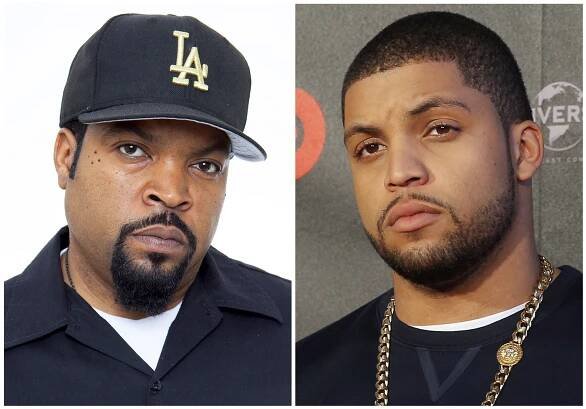 ice cube and a man with a beard wearing a la hat