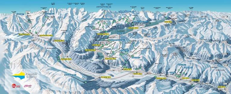 Engadin Svatý Mořic - mapa sjezdovek
