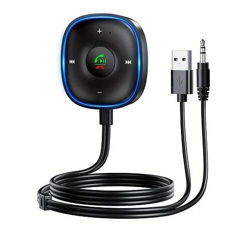 Car Bluetooth Transmitter, Home Audio Receiver, 5.0 AUX Output Music Receiver, Wireless Audio Adapter Kit with 3.5mm Port, Portable * Device