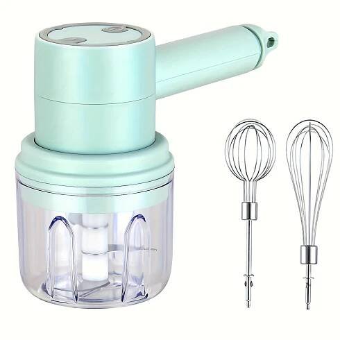 1 Set, Multifunctional Electric Garlic Masher & Egg Beater 2-in-1 Set, Rechargeable Portable Handheld Mixer & Mini Meat Grinder, USB Charging Kitchen