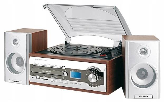 GRAMOFON AUDIO VĚŽ V RETRO STYLU RÁDIO RIP USB SD CD MP3 DÁLKOVÉ OVLÁDÁNÍ HYUNDAI