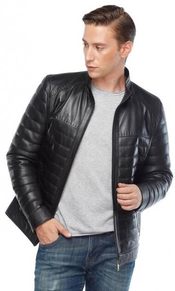 Josh O’Connor Black Genuine Leather Men’s Coat Pose