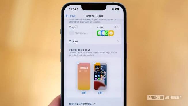 iOS Focus Settings Menu