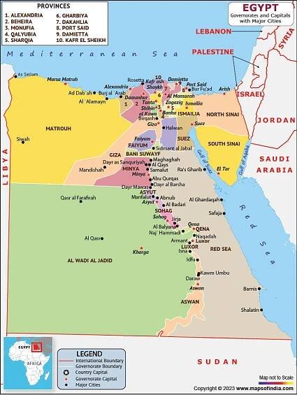 Egypt Governorates and Capital Map