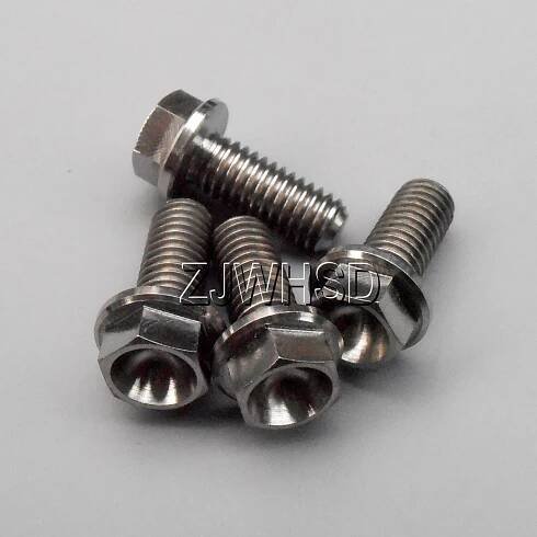 4pcs M6 X 15 Titanium TI Screw Bolt Hexagon Hex Head Flange / Aerospace Grade
