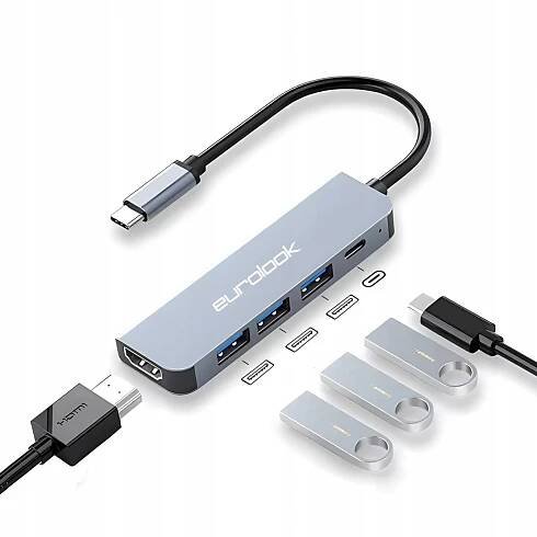 ROZBOČOVAČ ADAPTÉR HUB PORT USB-C 5v1 HDMI 4K PRO TABLET TELEFONU NOTEBOOKU