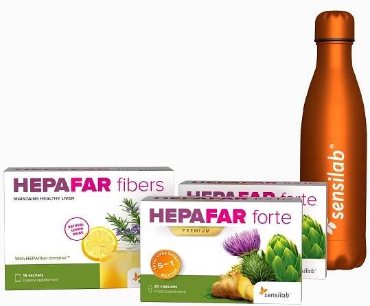 Hepafar | Sada na 1 měsíc| Očista jater a regenerace | 10x silnější účinek | Hepafar Forte: 2x 30 kapslí,  Hepafar Fibers 1x 15 sáčků |Láhev zdarma