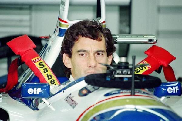 Ayrton Senna in his car before the start of the San Marino Grand Prix in Imola on May 1, 1994.