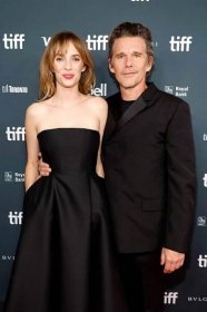 Maya Hawke and Ethan Hawke attend the "Wildcat" premiere during the 2023 Toronto International Film Festival at Royal Alexandra Theatre on September 11, 2023