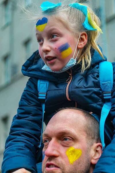 Demonstrace za Ukrajinu na pražském Václavském náměstí v neděli 27. února 2022.
