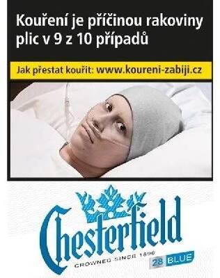 Kartonové balení tvrdá krabička cigarety s filtrem Chesterfield Crowned Blue 25s kolek R 184 Kč 8x25 ks