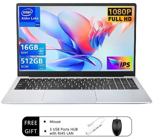 15,6palcový notebook Intel Celeron N5095 16GB 512G SSD W11 Computer Rozlišení (px) 1920 x 1200