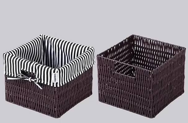 Casaria Regál s proutěnými koši hnědo-bílé 71 x 31 x 28 cm 102679