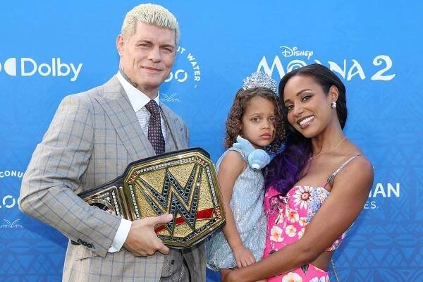 Cody Rhodes, Liberty Rhodes and Brandi Rhodes attend the world premiere of 'Moana 2'