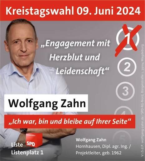 Wolfgang Zahn › Internetpräsenz des SPD-Landratskandidaten für den Landkreis Börde, Wolfgang Zahn aus Oschersleben