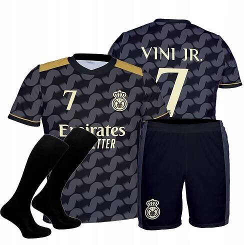 VINI JR. REAL MADRID FOTBALOVÉ OBLEČENÍ Komplet TRIČKO + KRAŤASY + ŠTULPNY 110