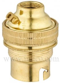 10MM B22 BRASS THREADED SKIRT LAMPHOLDER WITH SHADE RING UNSWITCHED SCREW TERMINALS EARTHED STANDARD BS EN 61184