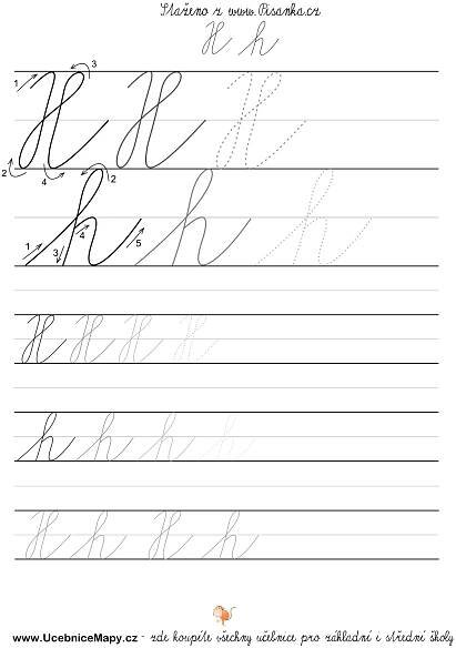 List písanky s psacím H,h