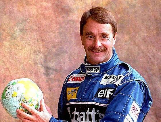 Nigel Mansell při focení v lednu 1992.