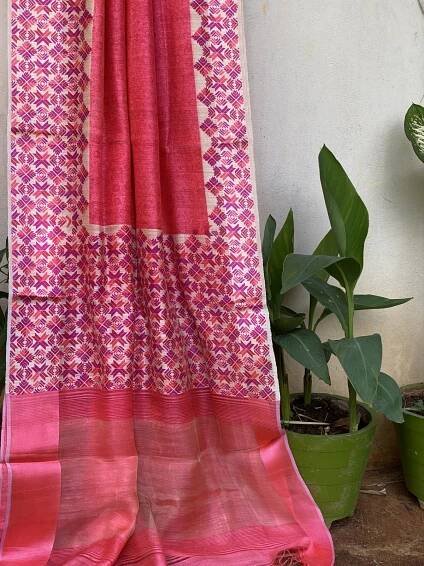 TUSSAR PINK SILK SAREE  