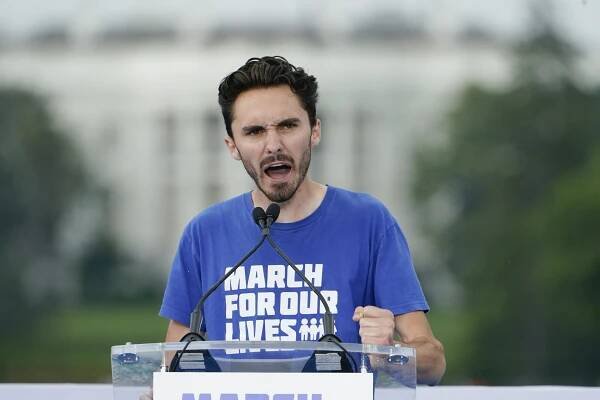 David Hogg speaking at a March For Our Lives rally.