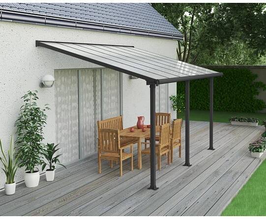 Palram - Canopia Olympia 3 x 4.3 Terrassenüberdachung Anthrazit klar