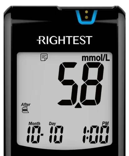 Glukometr Rightest Max Plus s bluetooth—Přístroj, autolanceta a lancety v sadě