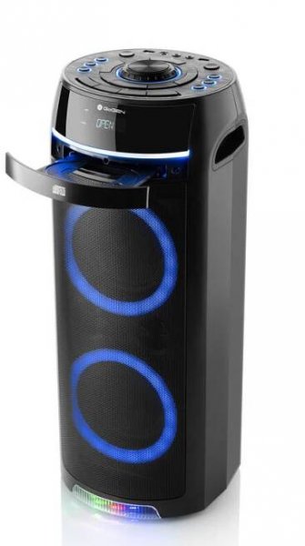 PŘENOSNÝ REPRODUKTOR BLUETOOTH KARAOKE MIKROFON RÁDIO FM CD LCD LED SVĚTLA