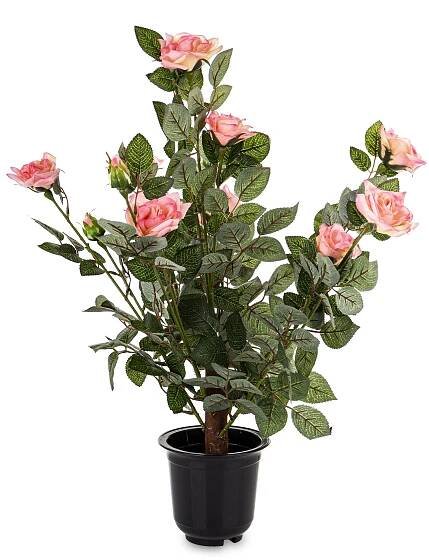 umělá růže v květináči, keř růže 64 cm, ozdobná rostlina jako živá