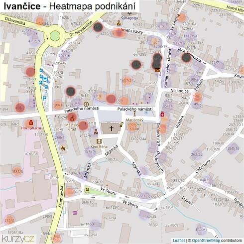 Mapa Ivančice - Firmy v části obce.