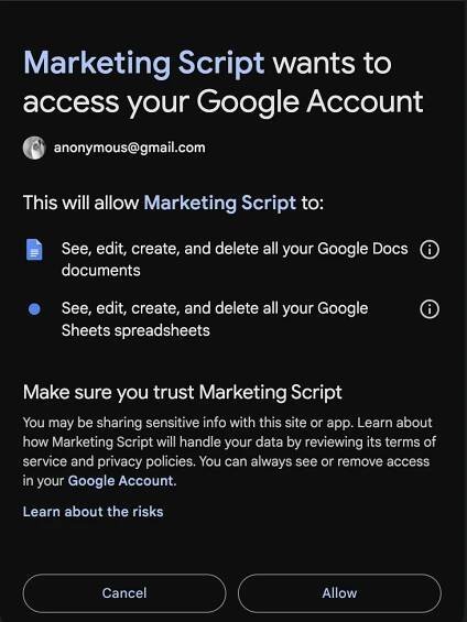 Google Workspace Updates: Granular OAuth consent in Google Apps Script IDE executions 