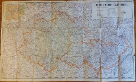 Stará mapa Protektorátu Čechy a Morava
