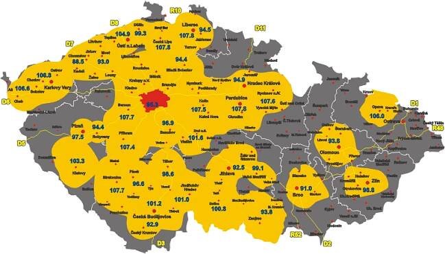 Pokrytí Radia Beat 12/2010