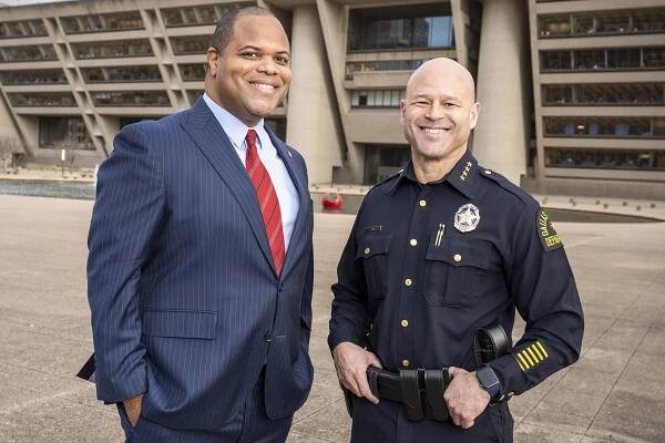 Mayor Eric Johnson and Police Chief Eddie Garcia have prioritized crime deterrence, with local patrols and gun seizures both up in 2021.