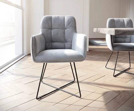 Křeslo Juno-Flex Velvet Grey X-frame Black - DELIFE.cz