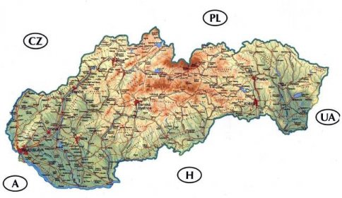 podrobná mapa Slovenska