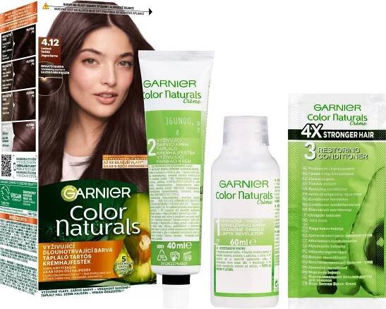 Garnier Color Naturals permanentní barva na vlasy 4.12 Ledová hnědá, 60+40+12 ml