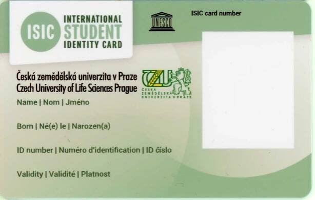 Karta Student ČZU a ISIC 