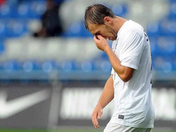 Zklamaný Radek Šírl z Boleslavi po zápase s Larnakou.