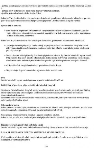 Příbalový leták Novartis Otrivin Menthol 1 mg/ml - Zbozi.cz