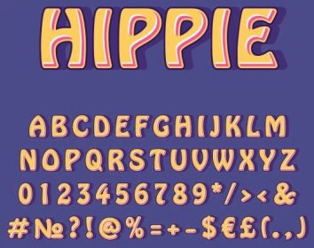 hippie vintage 3d vektorová abeceda - 1960–1969 stock ilustrace