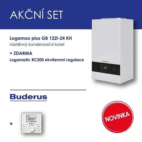 BUDERUS GB122i-24 KH nástěnný plynový kondenzační kotel,kombi + RC 200 ekvitermní regulace